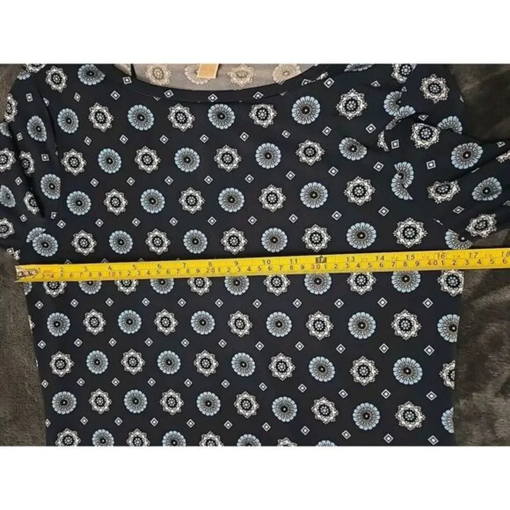 Michael Kors Women's Sheath‎ Midi Geometric Blue Dress Size Small